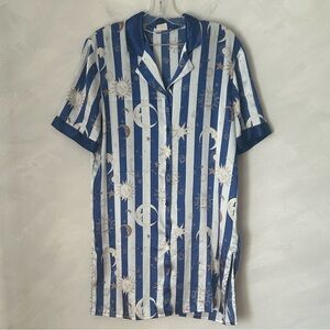 Celestial night sky astronomy astrology satin pyjama nightshirt lunar vintage